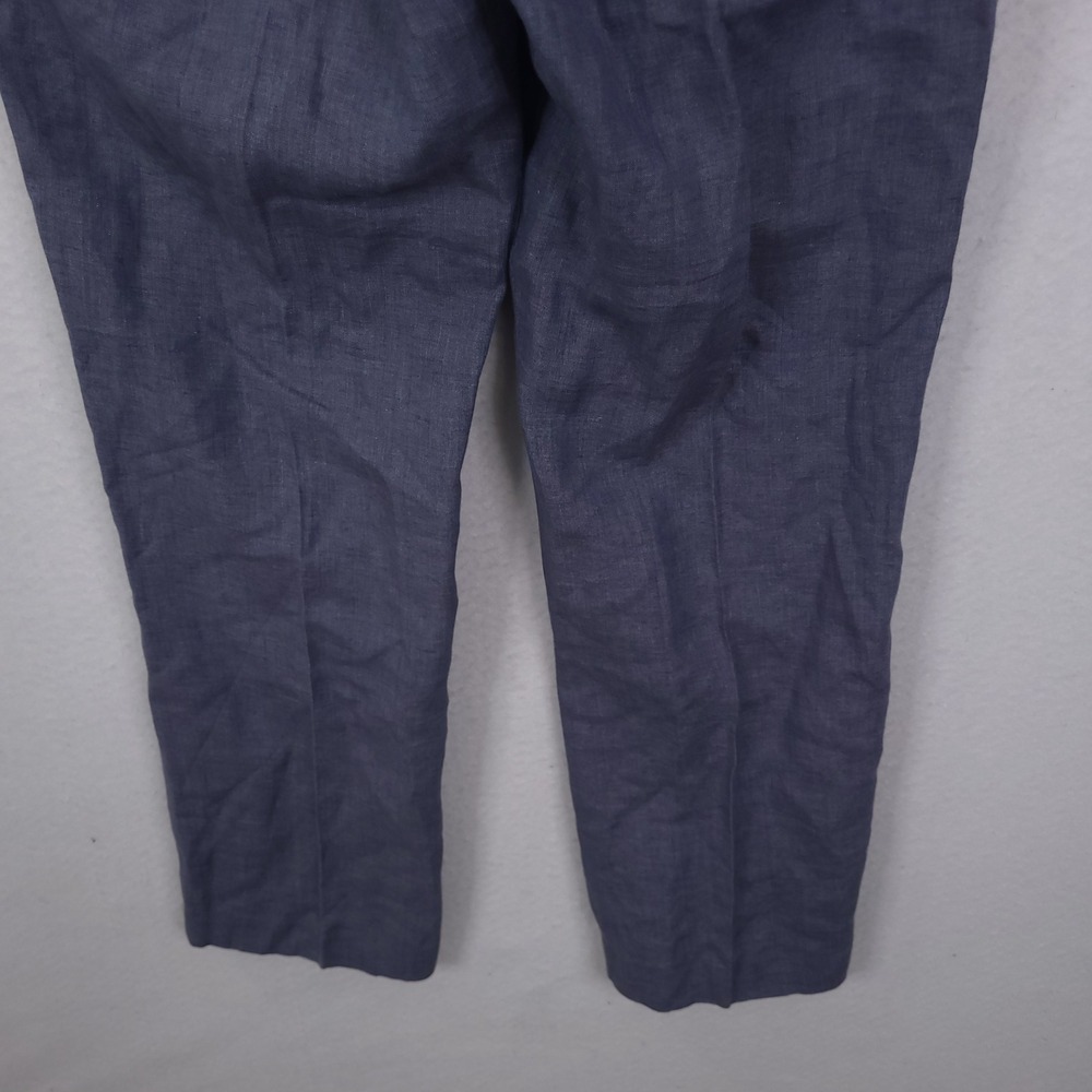J.Crew Linen Trousers Women 12 Blue Straight Leg Lightweight Summer 34x29 - Picture 10 of 13